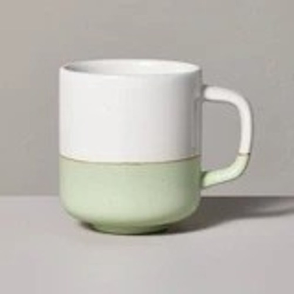 13oz Stoneware Dipped Mug Green/White - Hearth & Hand Magnolia, Target